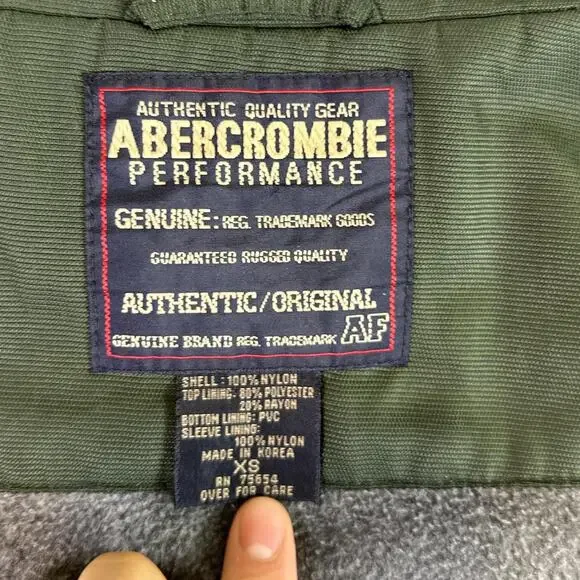 VTG Y2K Abercrombie Performance Jacket Men’s XS Green Full Zip Windbreaker - Picture 3 of 8